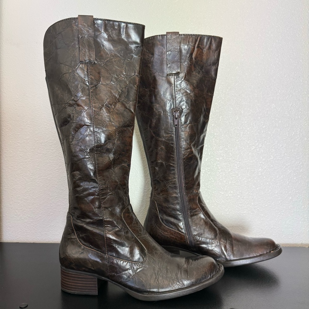 Born Brown Leather Knee High Boots Size 6